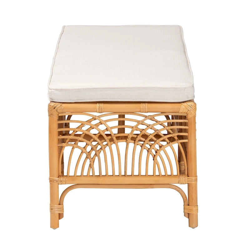 bali & pari Materra Modern bohemian Natural Brown Rattan Bench 4