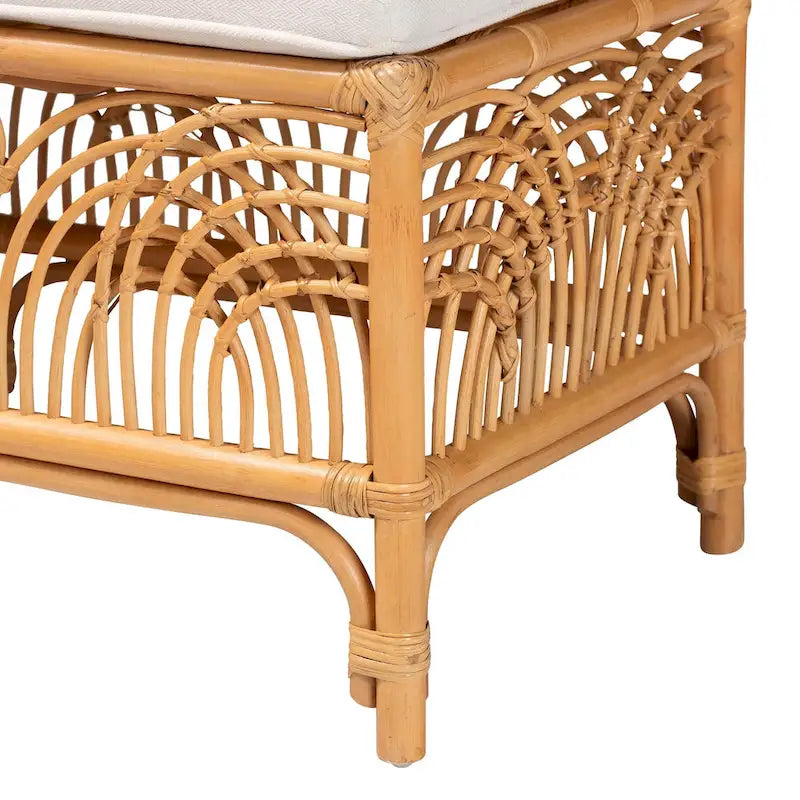 bali & pari Materra Modern bohemian Natural Brown Rattan Bench 5