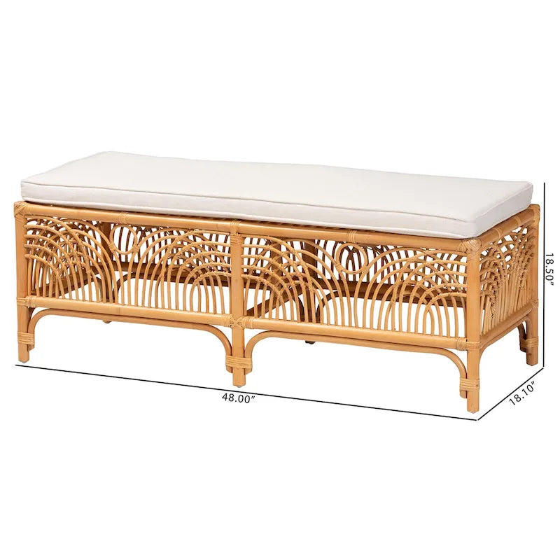 bali & pari Materra Modern bohemian Natural Brown Rattan Bench 9