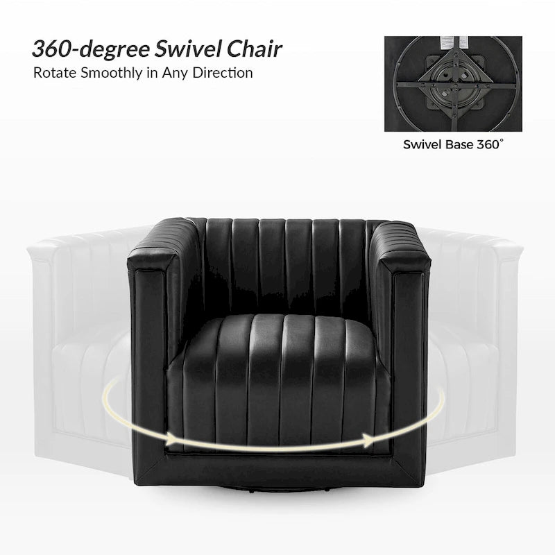 Esteban Modern Leather Upholstered Swivel Barrel Chair Set of 2 by HULALA HOME 6