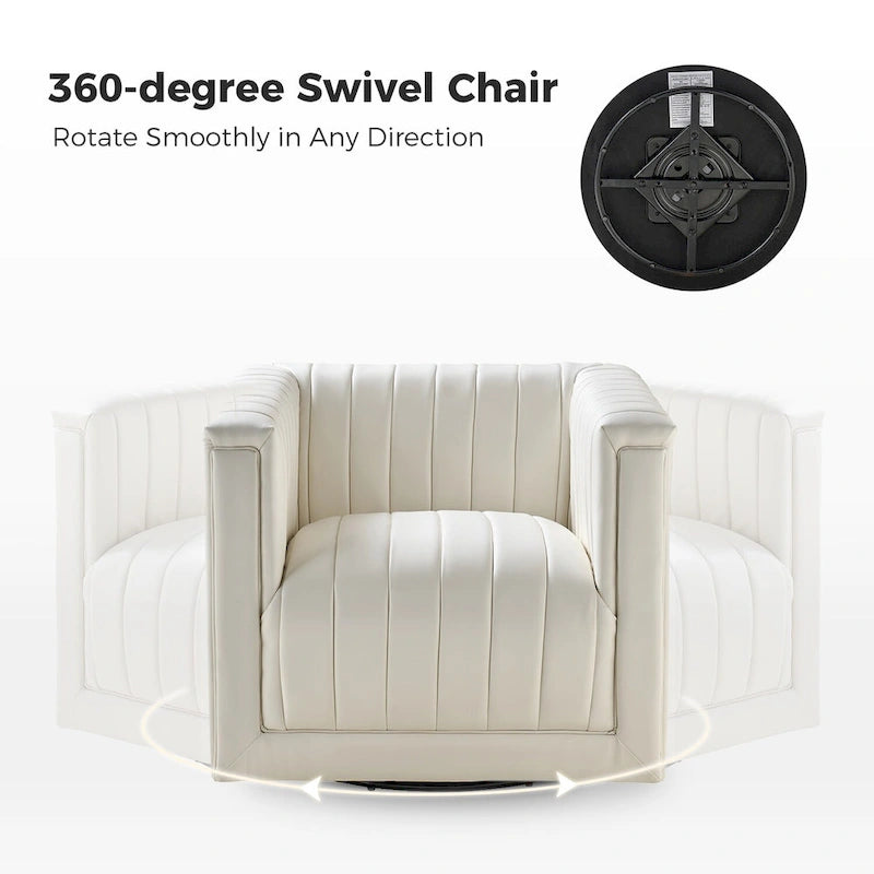 Esteban Modern Leather Upholstered Swivel Barrel Chair Set of 2 by HULALA HOME 13