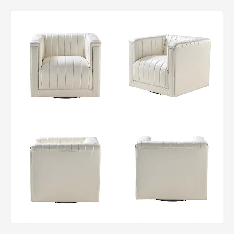 Esteban Modern Leather Upholstered Swivel Barrel Chair Set of 2 by HULALA HOME 17