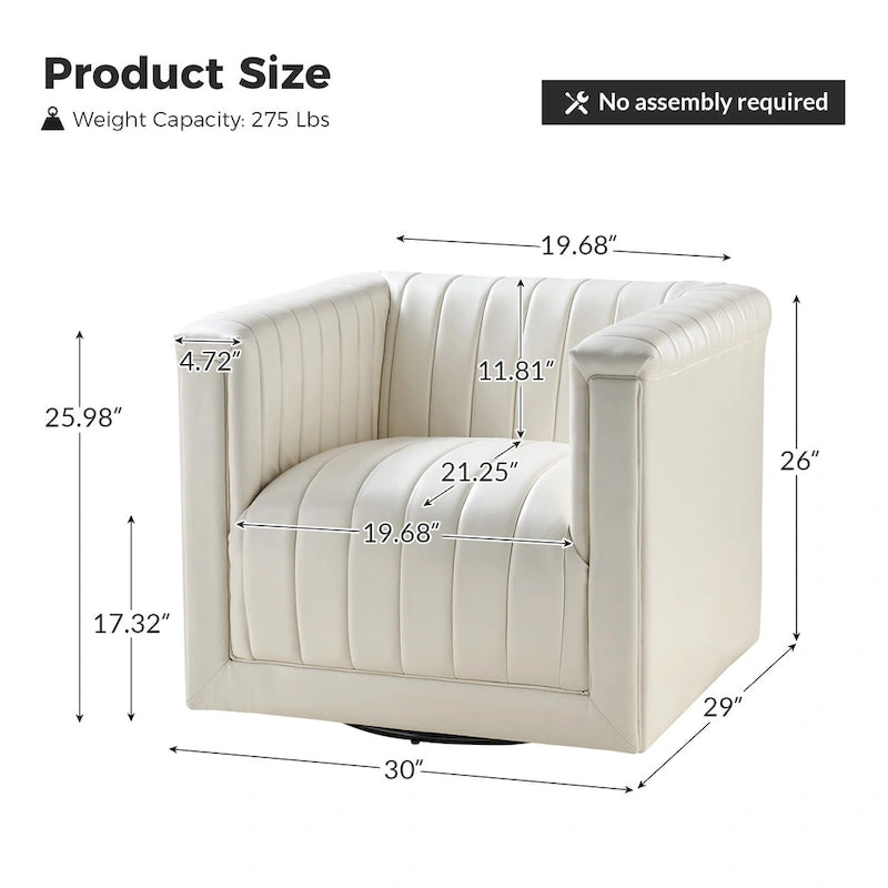 Esteban Modern Leather Upholstered Swivel Barrel Chair Set of 2 by HULALA HOME 18