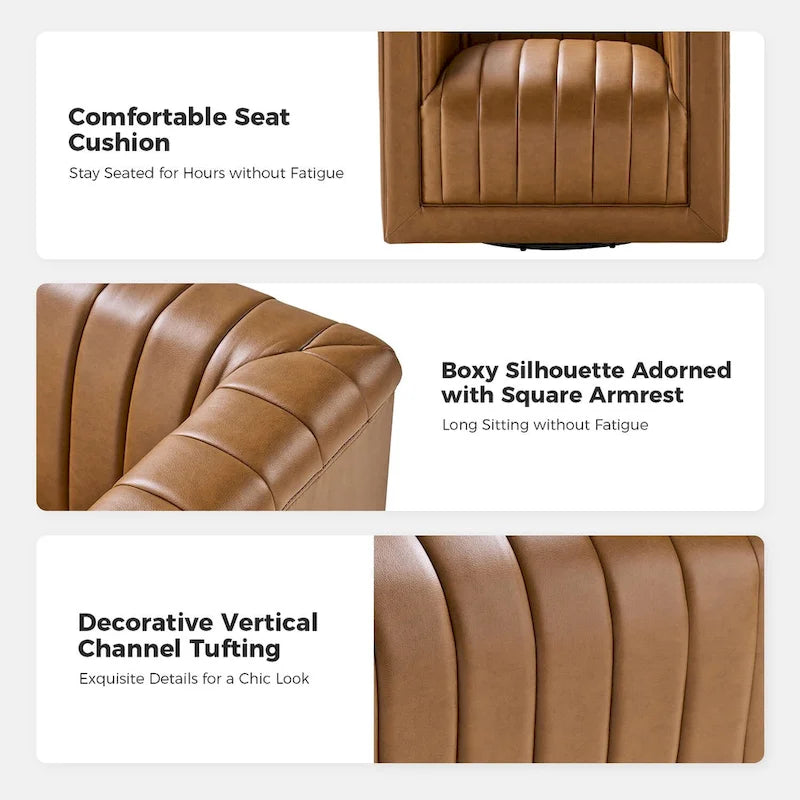 Esteban Modern Leather Upholstered Swivel Barrel Chair Set of 2 by HULALA HOME 22