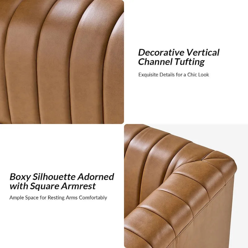 Esteban Modern Leather Upholstered Swivel Barrel Chair Set of 2 by HULALA HOME 23