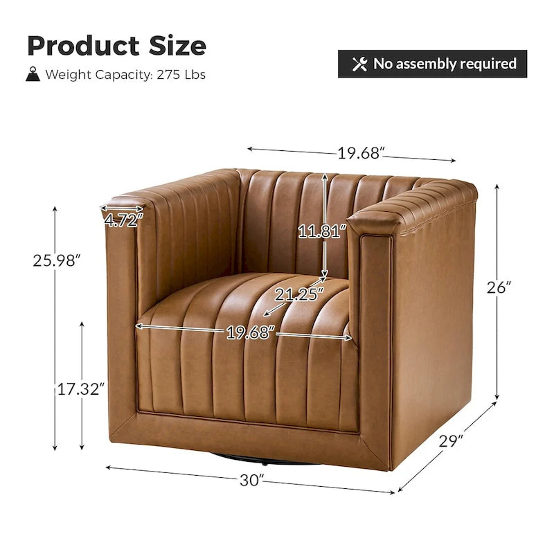 Esteban Modern Leather Upholstered Swivel Barrel Chair Set of 2 by HULALA HOME 25