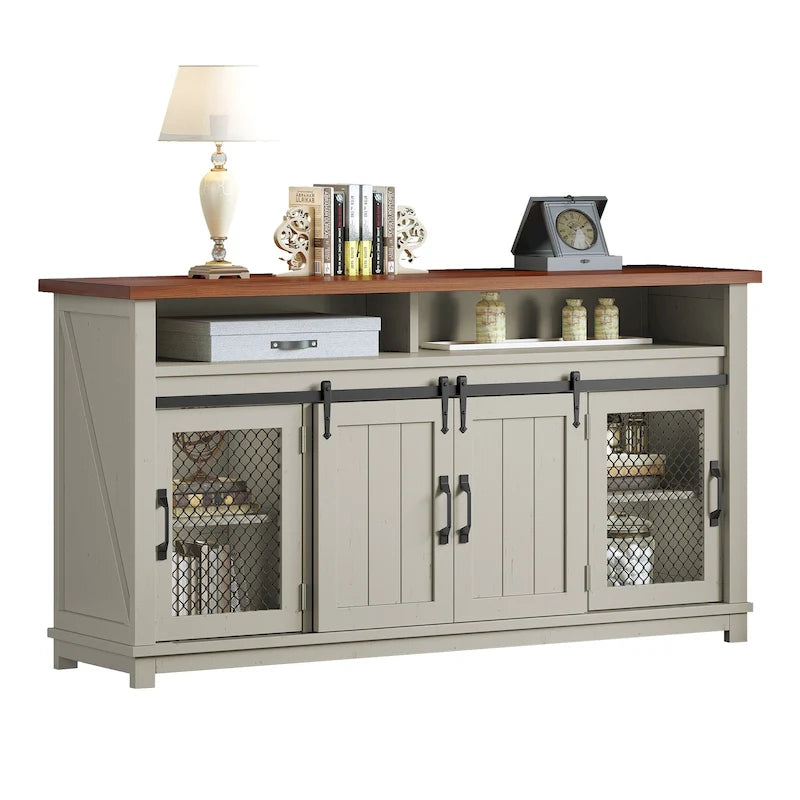 Moasis Farmhouse Industrial Buffet Cabinet Sideboard with Doors and Shelf 10