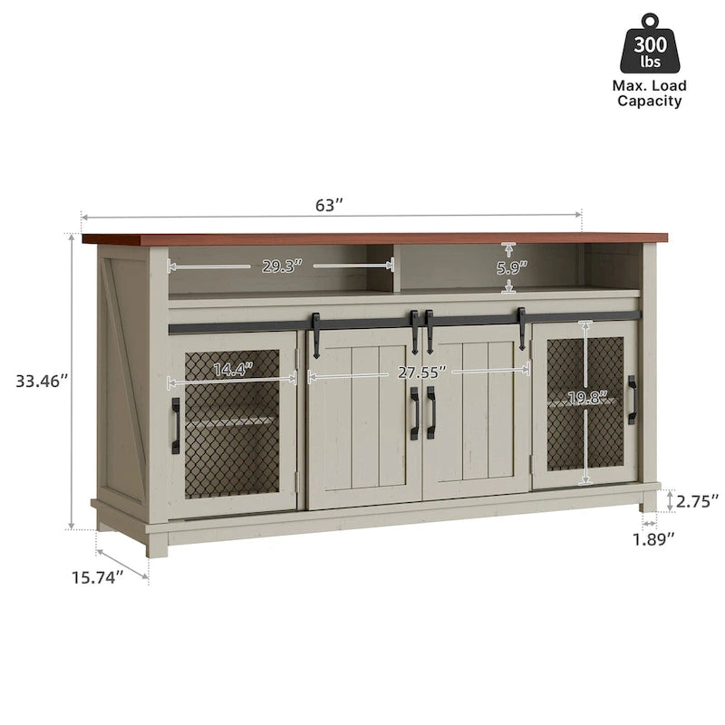 Moasis Farmhouse Industrial Buffet Cabinet Sideboard with Doors and Shelf