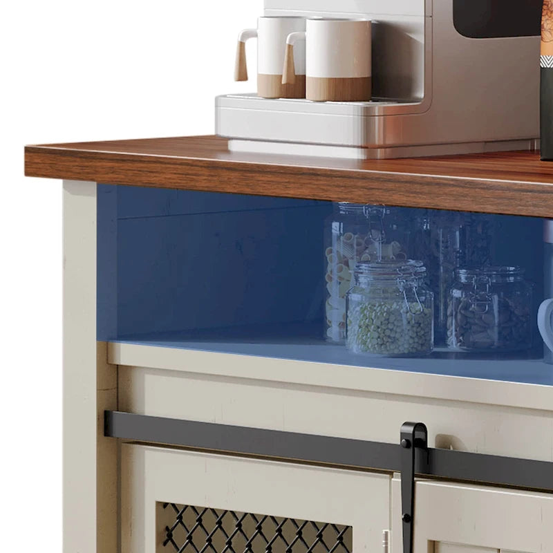 Moasis Farmhouse Industrial Buffet Cabinet Sideboard with Doors and Shelf 5