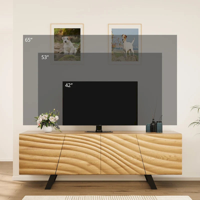 Moasis 63-inch Water Ripple Relief 4-Door Storage TV Stand - 63 11
