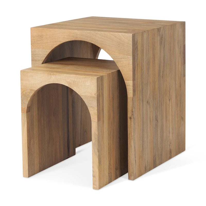 Tavolini a incastro quadrati in legno massiccio marrone chiaro Chloe (Set da 2) - 20L x 20P x 24H 10