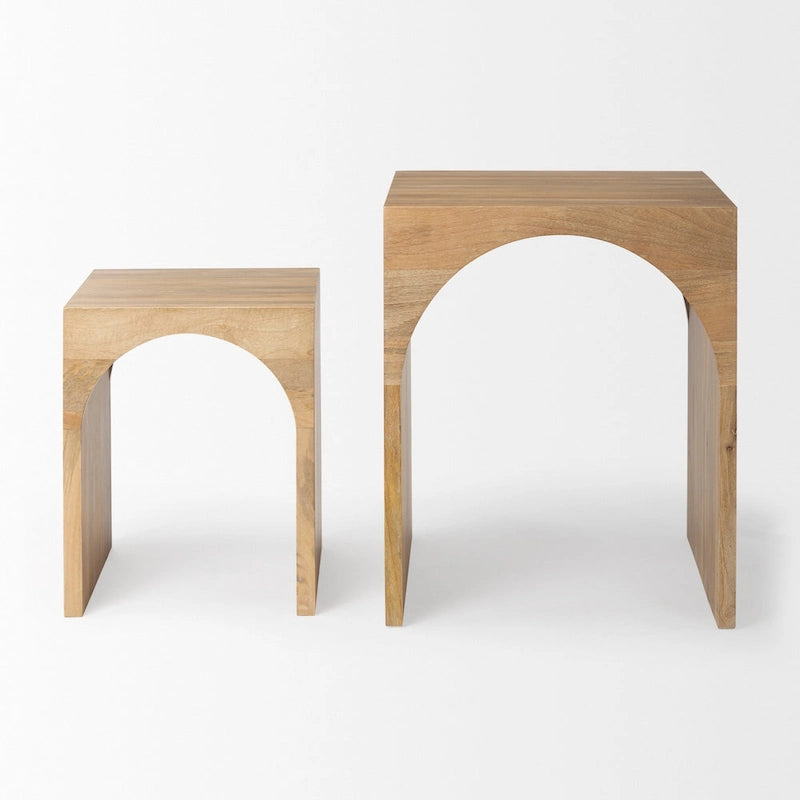 Tavolini a incastro quadrati in legno massiccio marrone chiaro Chloe (Set da 2) - 20L x 20P x 24H 4