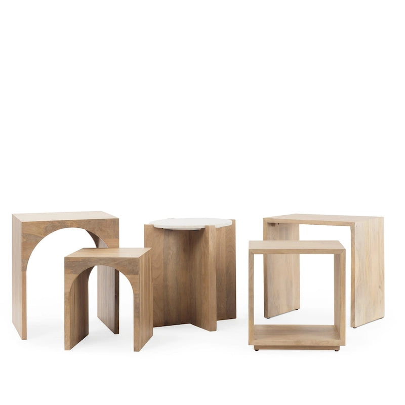 Tavolini a incastro quadrati in legno massiccio marrone chiaro Chloe (Set da 2) - 20L x 20P x 24H 8