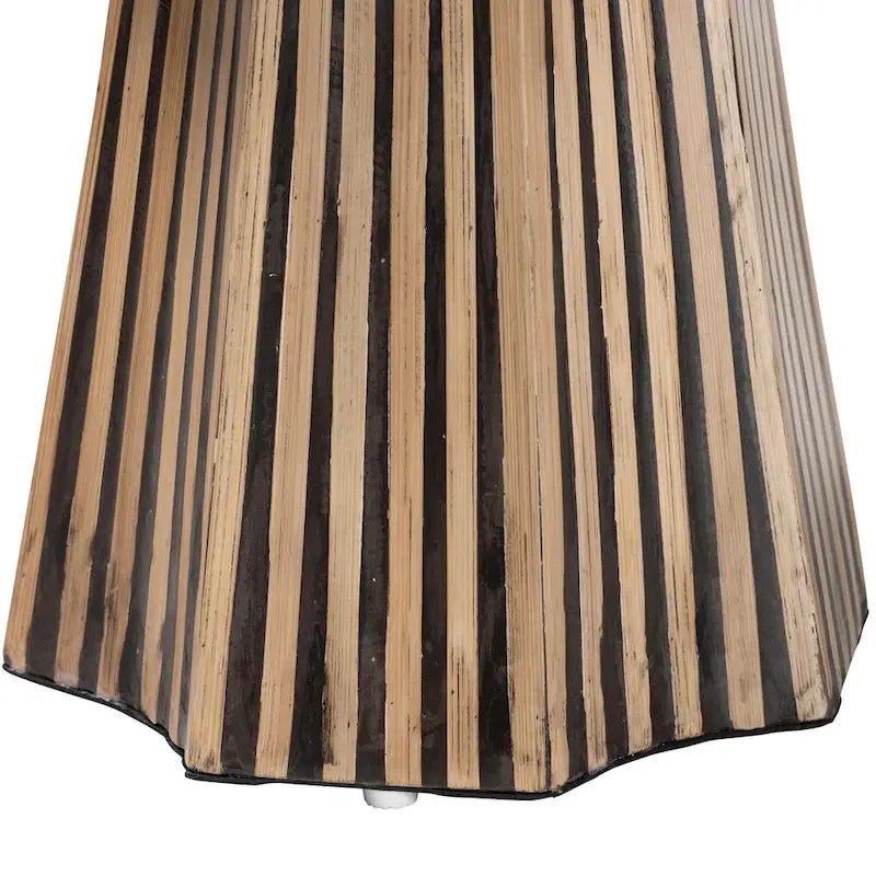 Tavolino Devika in bambù bicolore naturale e marrone scuro, stile bohémien moderno 3