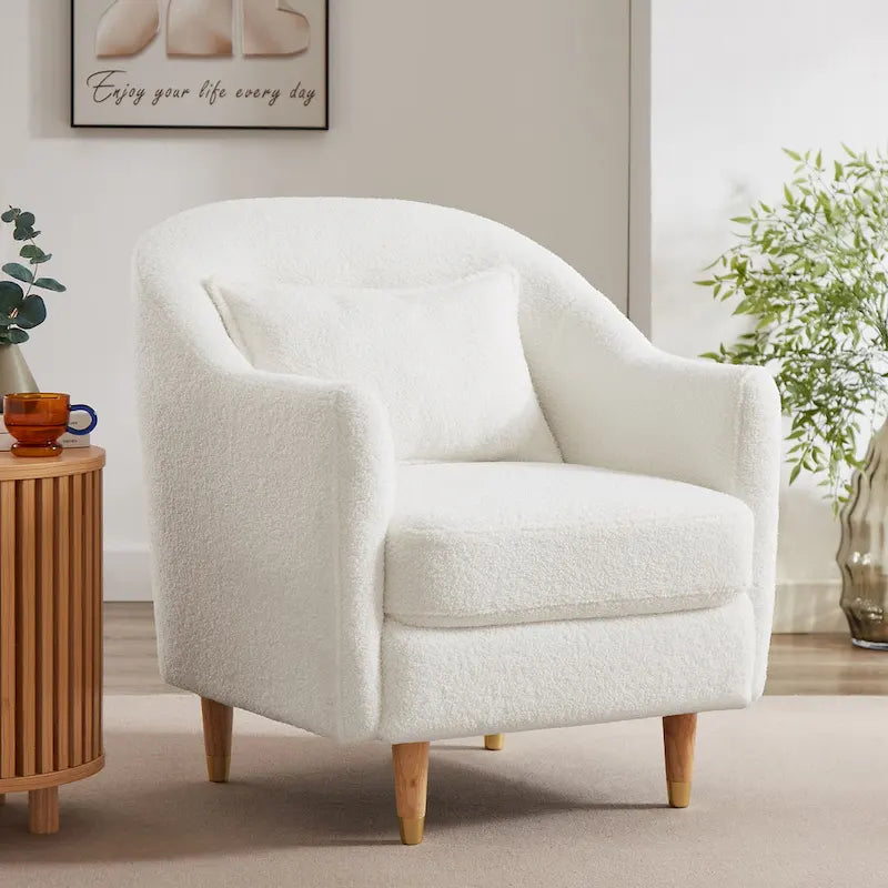 28.34W Set Of 2 Accent Armchair, Velvet Barrel Chair with Solid Wood Legs 11