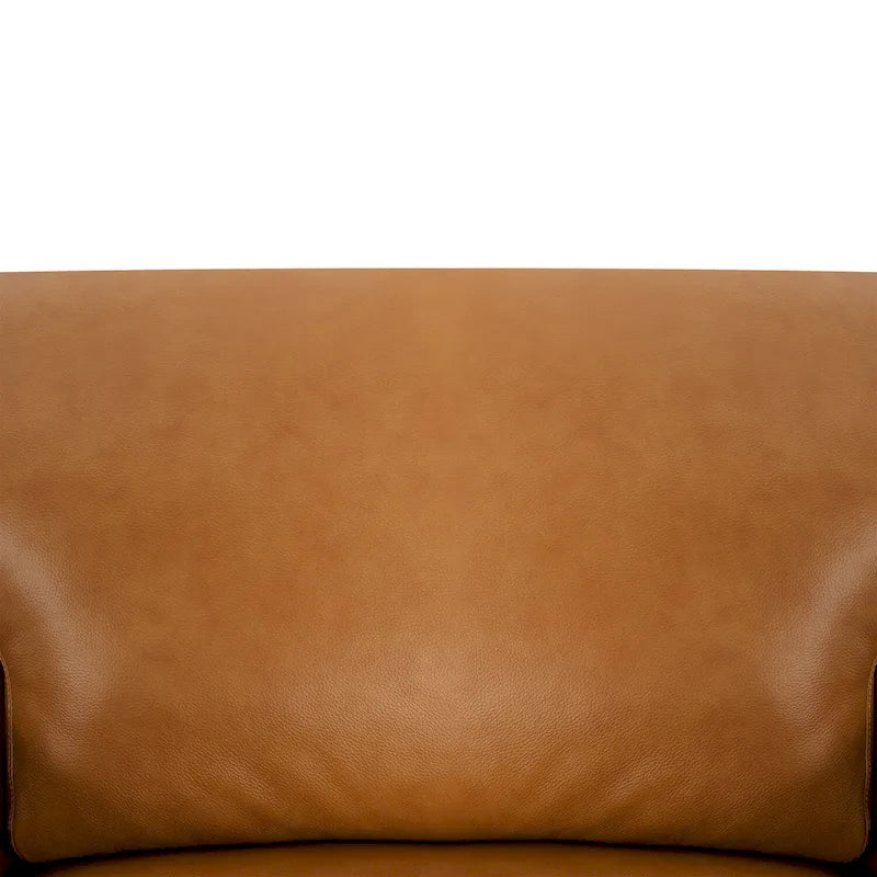 Genuine Leather Accent Chair - Luxurious Comfort Goose Feather Cushion Filling Square Arm Design Sturdy Block Legs 5
