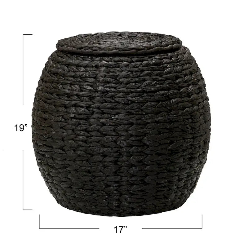 Household Essentials Handwoven Barrel Wicker Storage Basket Side Table - 17.0L x 17.0W x 19.0H 40