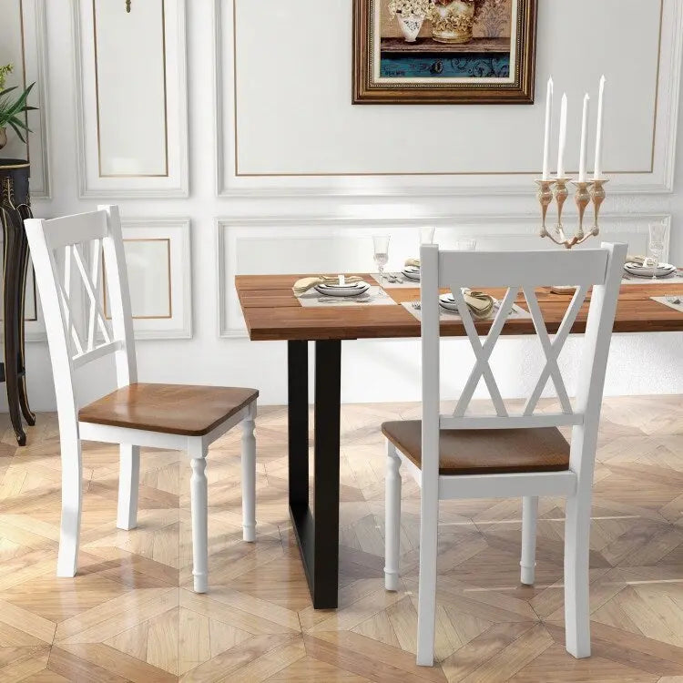 Wooden Farmhouse Kitchen Chairs with Rubber Wood Seat - 18 x 19 x 38 6