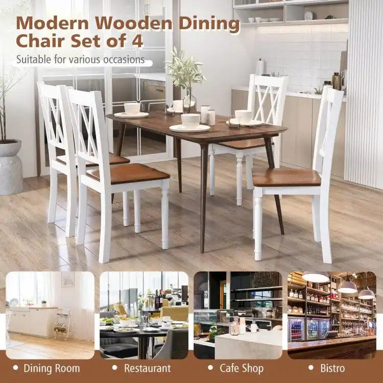 Wooden Farmhouse Kitchen Chairs with Rubber Wood Seat - 18 x 19 x 38 8