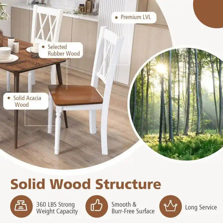 Wooden Farmhouse Kitchen Chairs with Rubber Wood Seat - 18 x 19 x 38 9