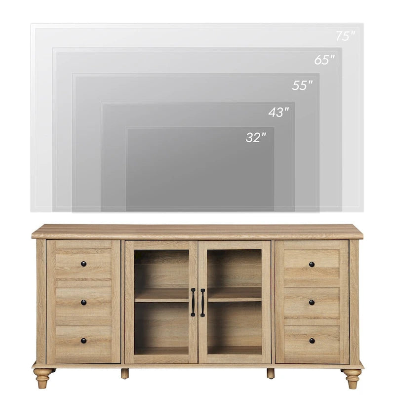 Mobili Porta TV WAMPAT in Legno con Ante in Vetro per TV fino a 75 pollici, Tavolino Porta TV Universale 4