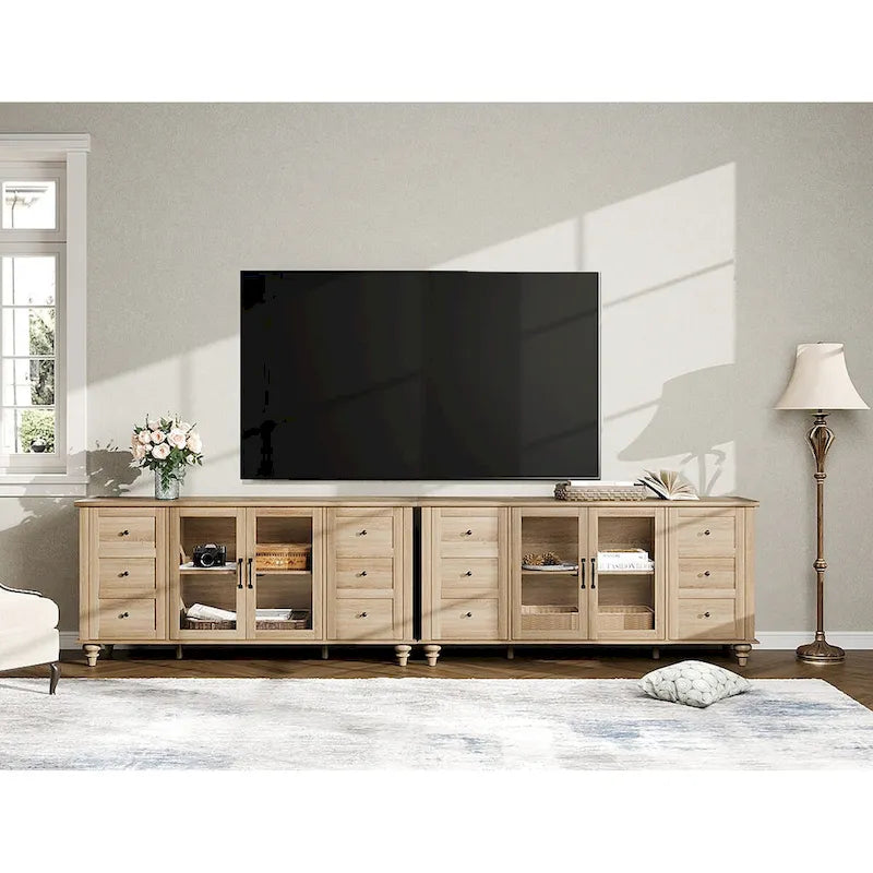 Mobili Porta TV WAMPAT in Legno con Ante in Vetro per TV fino a 75 pollici, Tavolino Porta TV Universale 10