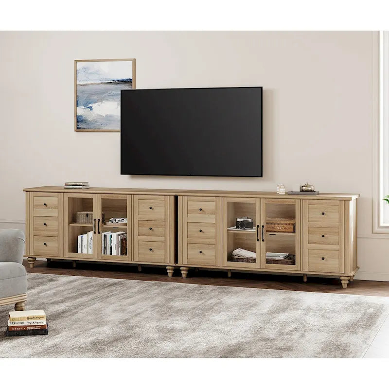 Mobili Porta TV WAMPAT in Legno con Ante in Vetro per TV fino a 75 pollici, Tavolino Porta TV Universale 11