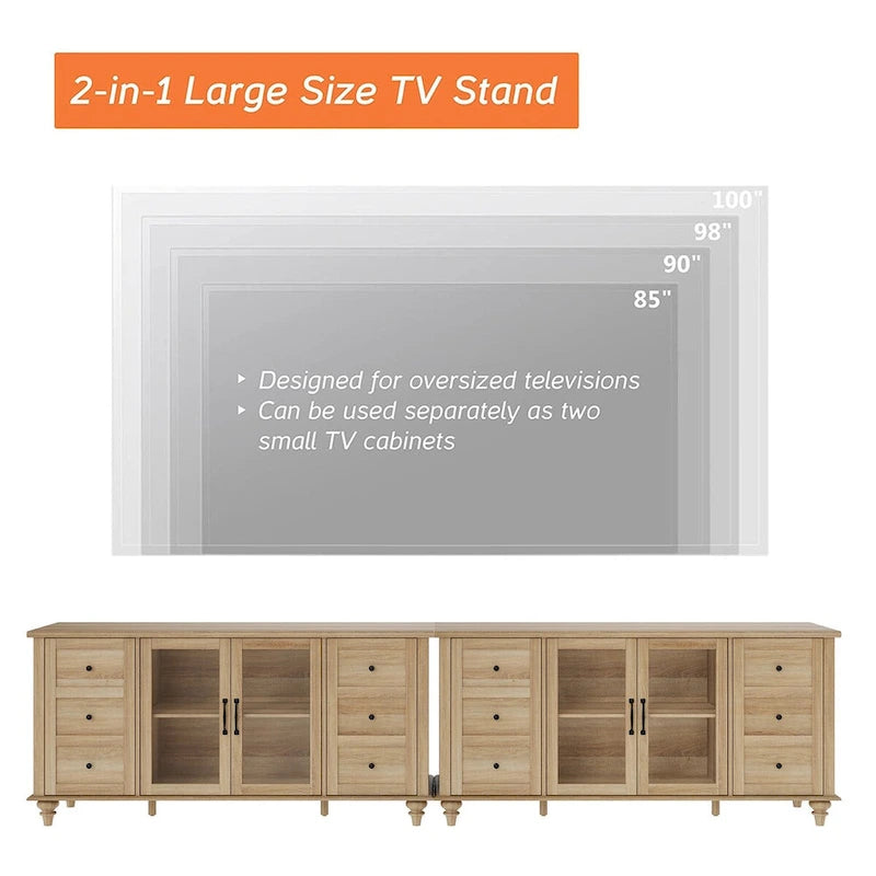 Mobili Porta TV WAMPAT in Legno con Ante in Vetro per TV fino a 75 pollici, Tavolino Porta TV Universale 12