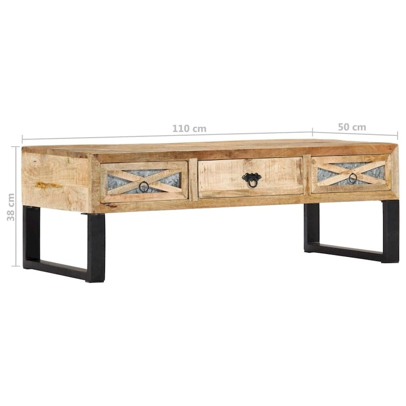 vidaXL Coffee Table 43.3x19.7x15 Solid Wood Mango 3