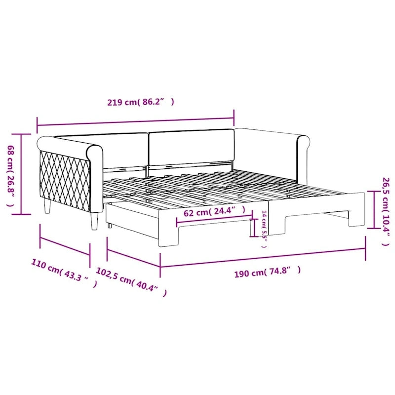 vidaXL Day Bed Upholstered Daybed Sofa Bed for Bedroom Living Room Velvet 4
