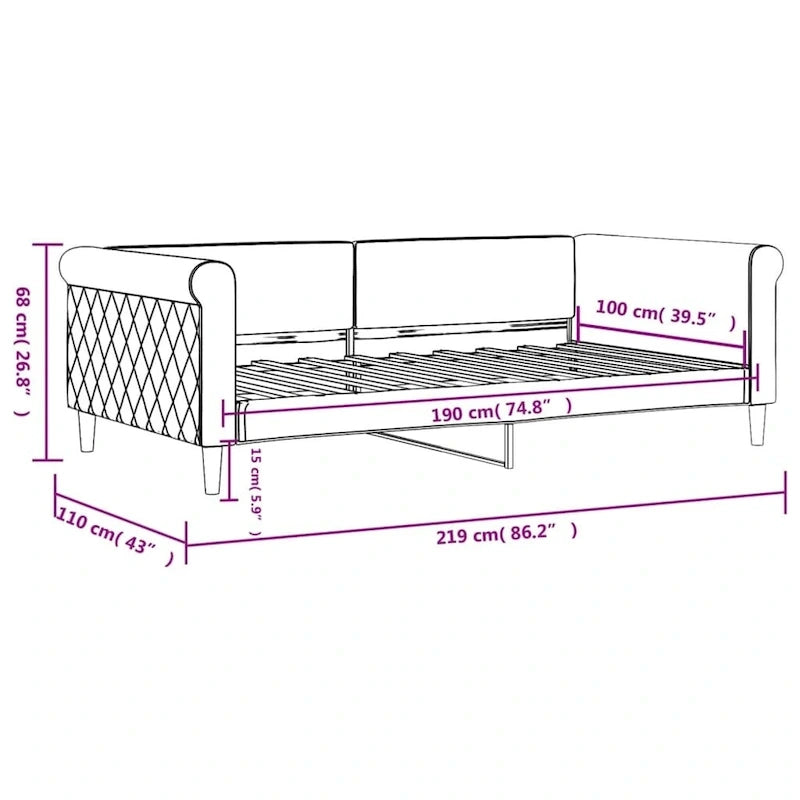 vidaXL Day Bed Upholstered Daybed Sofa Bed for Bedroom Living Room Velvet 12