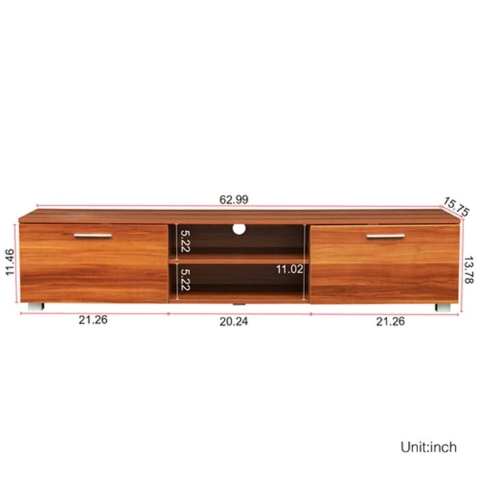Walnut farmhouse tv stand 2 Storage Cabinet Media Console with open shelves 5