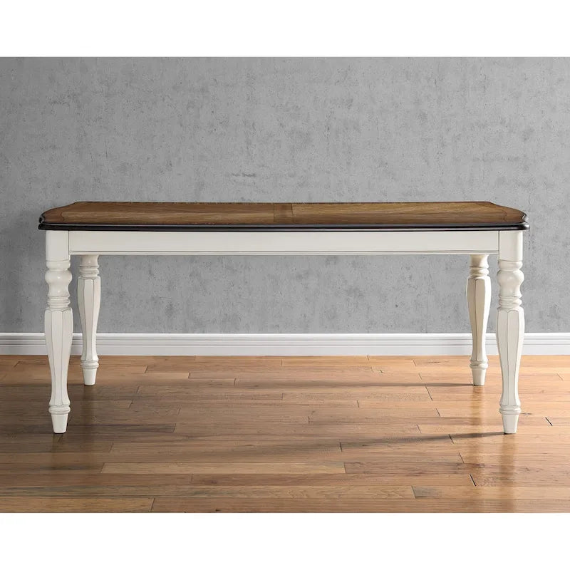 Roundhill Furniture Belleza French Country Dining Table, Antique White and Weathered Oak Finish 4