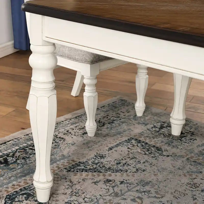 Roundhill Furniture Belleza French Country Dining Table, Antique White and Weathered Oak Finish 6