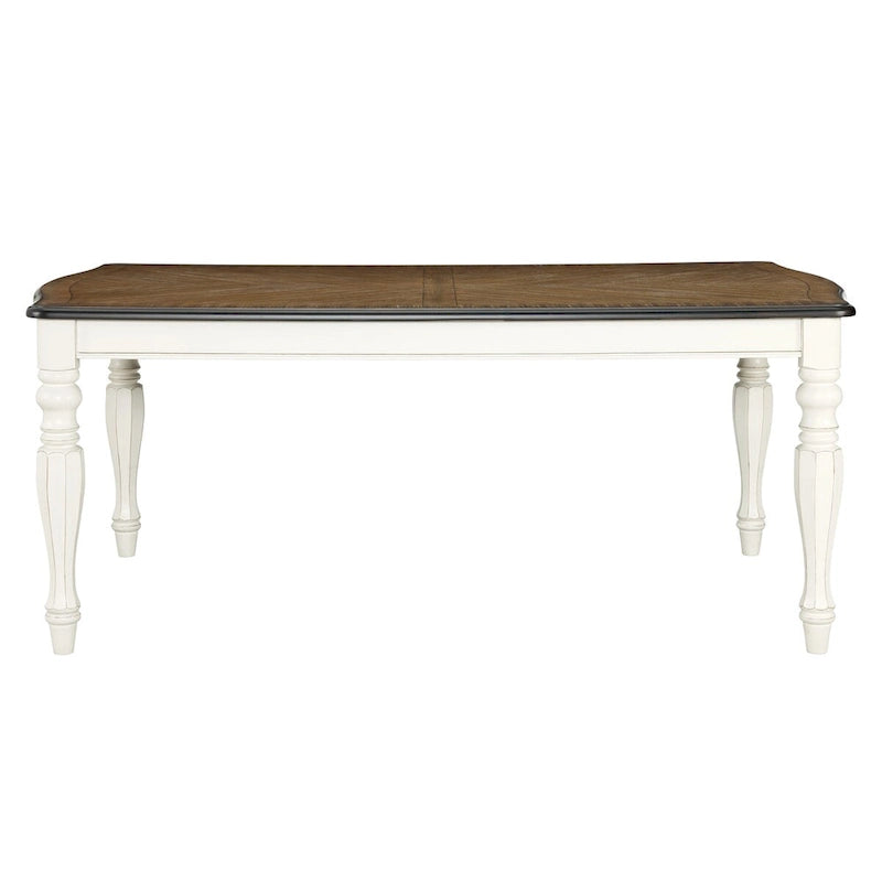 Roundhill Furniture Belleza French Country Dining Table, Antique White and Weathered Oak Finish 10
