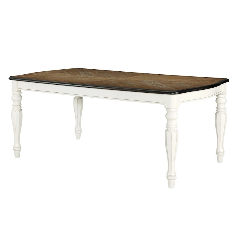 Roundhill Furniture Belleza French Country Dining Table, Antique White and Weathered Oak Finish 11