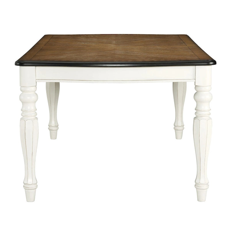 Roundhill Furniture Belleza French Country Dining Table, Antique White and Weathered Oak Finish 12
