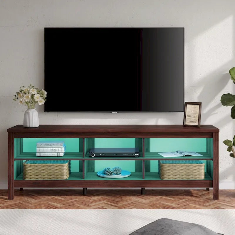 70 Inch TV Stand for 75 TV, Classic Entertainment Center TV Console 12