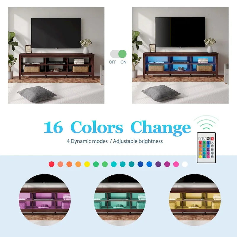 70 Inch TV Stand for 75 TV, Classic Entertainment Center TV Console 13