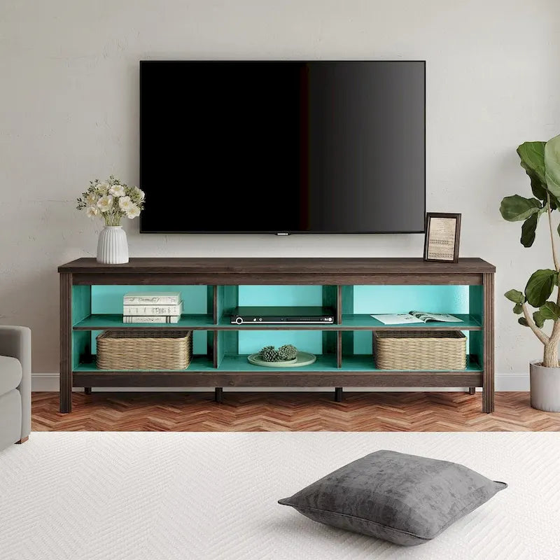 70 Inch TV Stand for 75 TV, Classic Entertainment Center TV Console 19