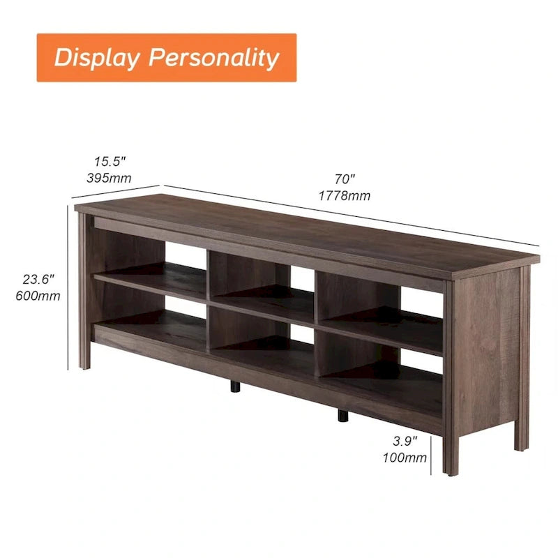 70 Inch TV Stand for 75 TV, Classic Entertainment Center TV Console 24