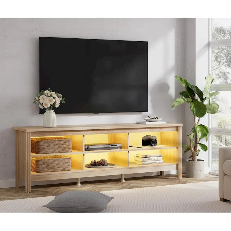 70 Inch TV Stand for 75 TV, Classic Entertainment Center TV Console 34
