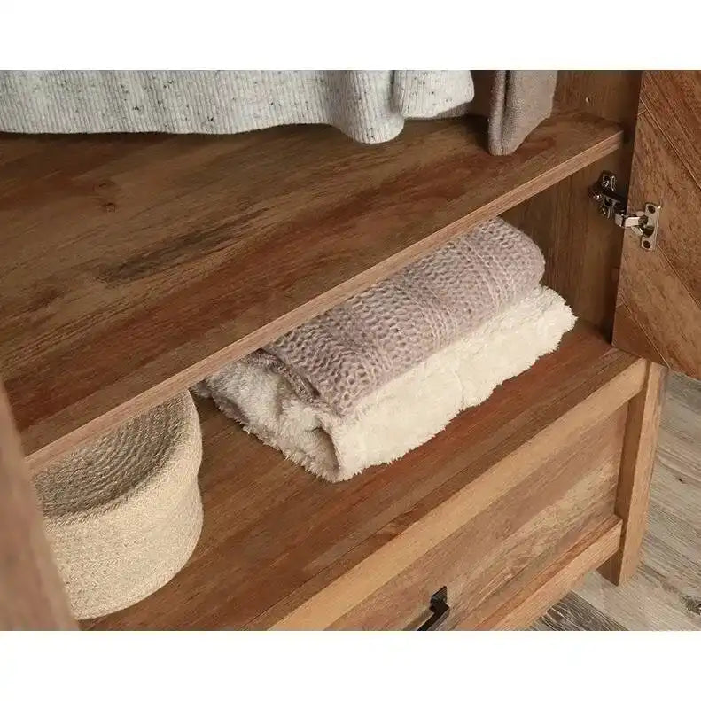 FarmHouse Rustic Herringbone 1 Drawer Garment Rod Wardrobe Armoire - 22.5 inches L x 32.3 inches W x 59.3 inches H 4