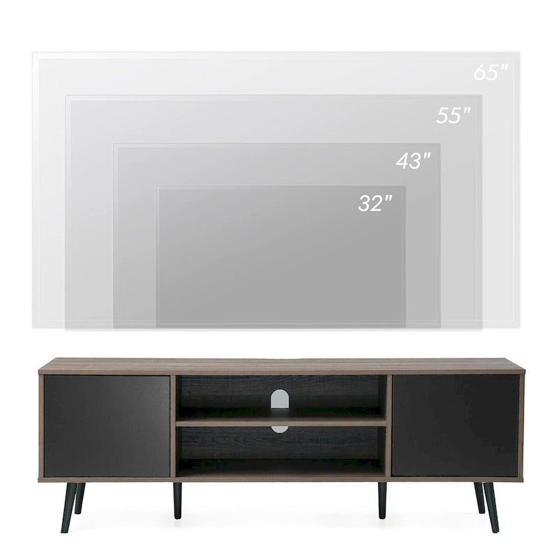 WAMPAT Mid Century Modern TV Stand 61.6 inch Black & Grey 5