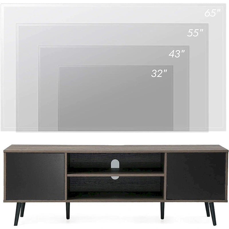 WAMPAT Mid Century Modern TV Stand 61.6 inch Black & Grey 14