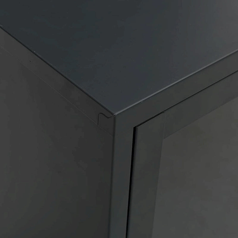 vidaXL TV Cabinet Black 41.3x13.7x20.4 Steel and Glass - 41.3 x 13.7 x 20.4 - 41.3 x 13.7 x 20.4 4