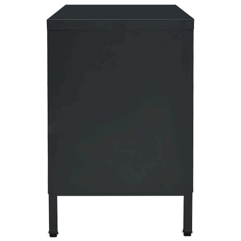 vidaXL TV Cabinet Black 41.3x13.7x20.4 Steel and Glass - 41.3 x 13.7 x 20.4 - 41.3 x 13.7 x 20.4 6