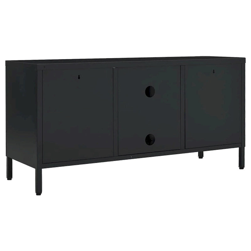 vidaXL TV Cabinet Black 41.3x13.7x20.4 Steel and Glass - 41.3 x 13.7 x 20.4 - 41.3 x 13.7 x 20.4 7