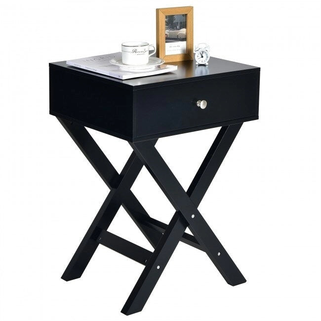 X Shaped Structure Side Nightstand with Drawer 9