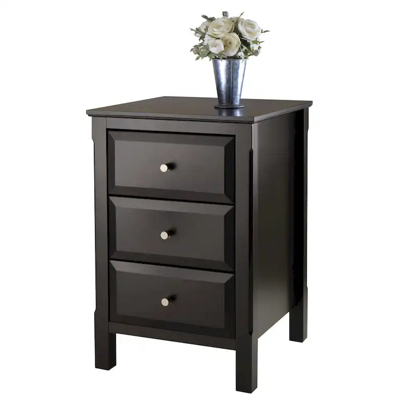 Black Wooden Nightstand Accent Table with 3 Spacious Storage Drawers - 15.75L x 15.75W x 23.63H 6